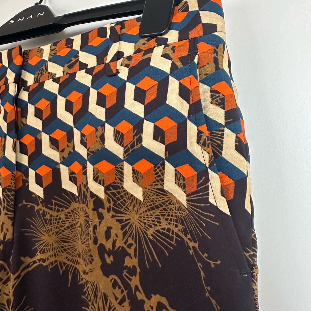 Dries Van Noten Geometric Patterned Pants - Black, Orange, and Gold